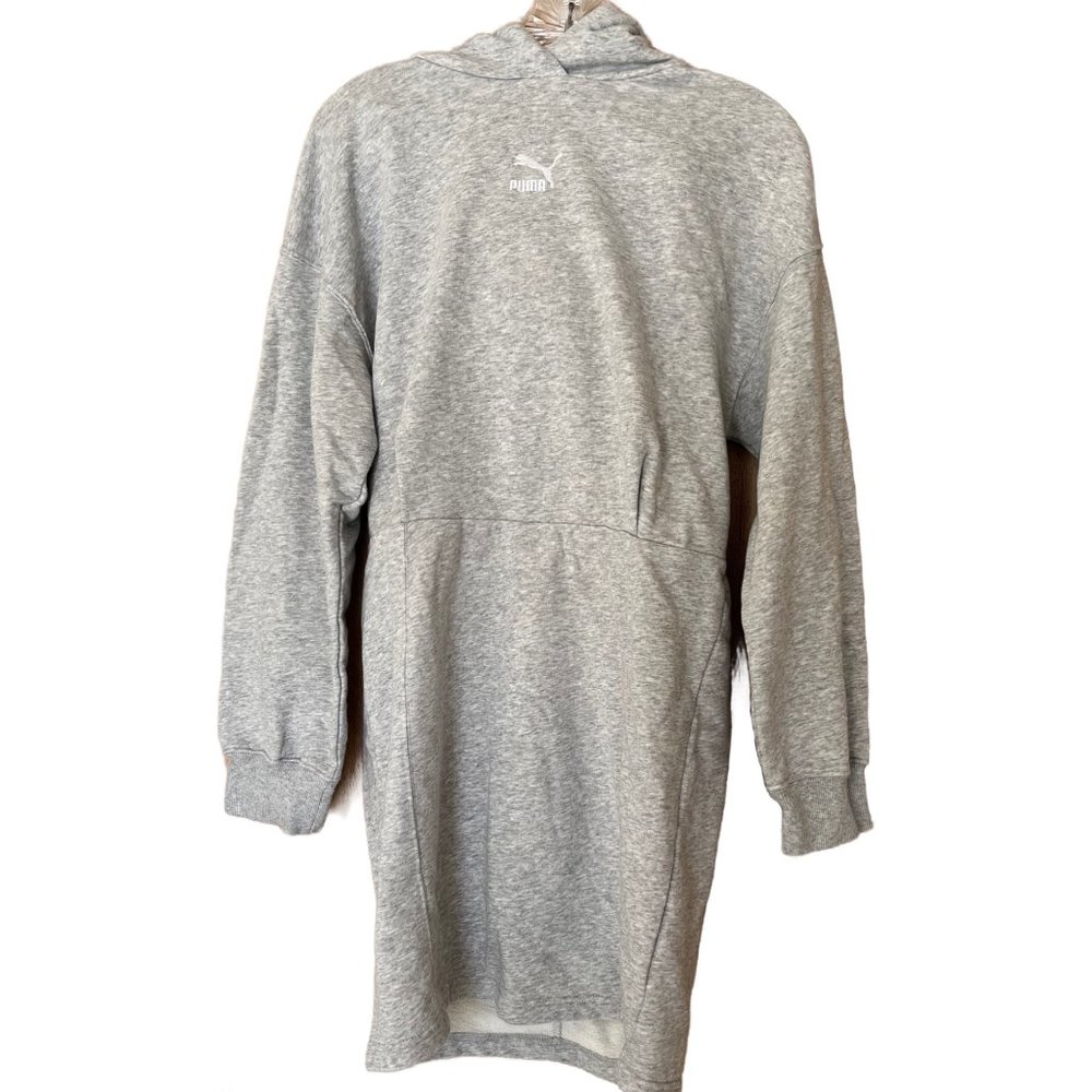 Puma Classics Hoodie Hooded Sweatshirt Dress Heather Gray Grey Like New Medium